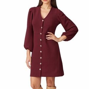 Madewell Texture And Thread Button Front dress burgundy - S